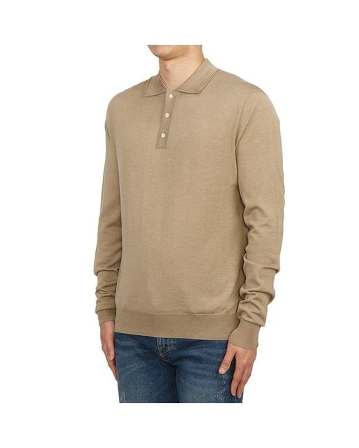Lardini Natural Long-Sleeve Knitted Polo Shirt for men