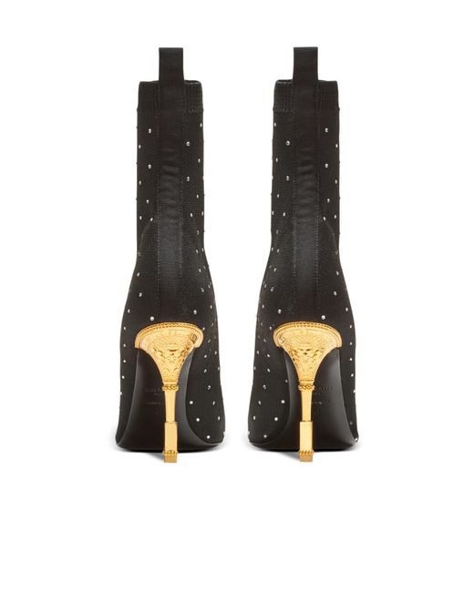 Balmain Black Moneta Embellished Heeled Ankle Boots
