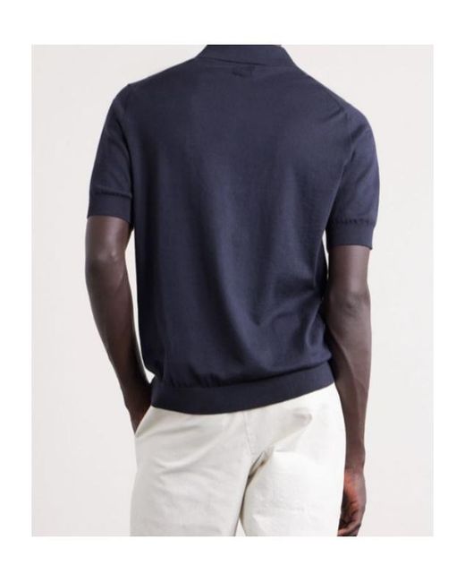 Lardini Blue Short Sleeve Knitted Polo Shirt for men