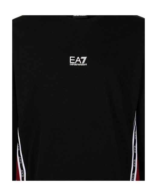 EA7 Black Logo-Print Cotton Sweatshirt for men