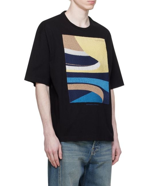 Lanvin Blue Daunou Embroidered Loose-Fit T-Shirt for men