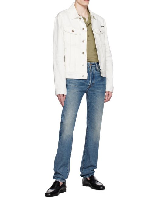 Tom Ford Blue Button Zipper Denim Trousers for men