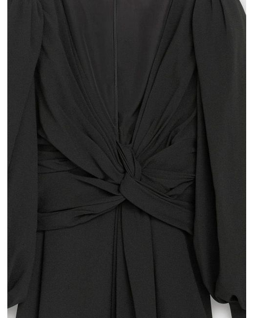 Céline Black Acetic Acid And Viscose Fiber Knit Dress With Long Sleeves
