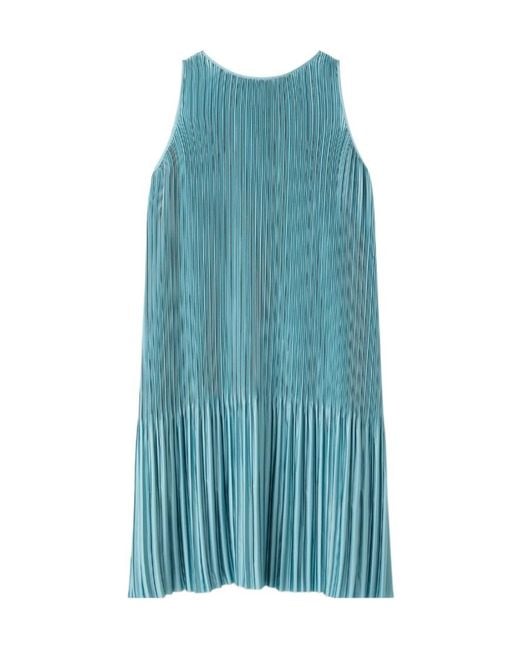 Joseph Blue Rida Pleated Satin Dress