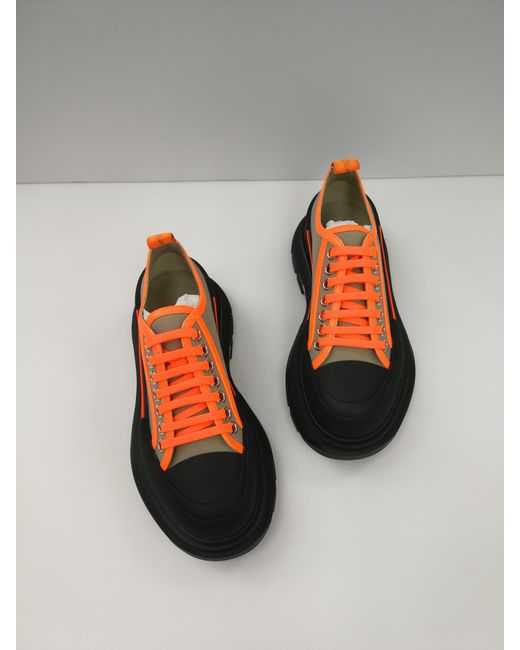 McQueen Black Tread Slick Lace Up Sneakers