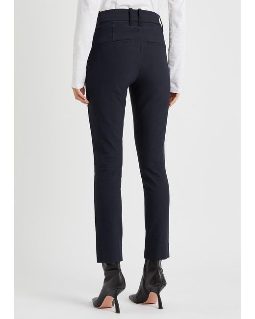 Vince Blue Slim-Leg Stretch-Cotton Trousers
