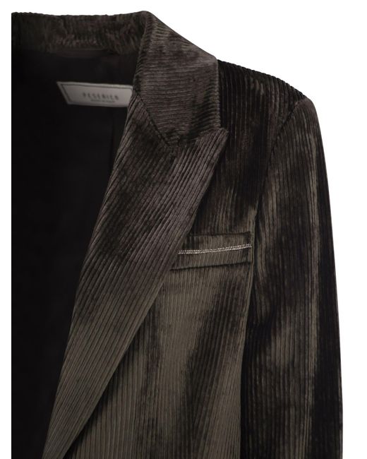 Peserico Black Velvet Striped Blazer