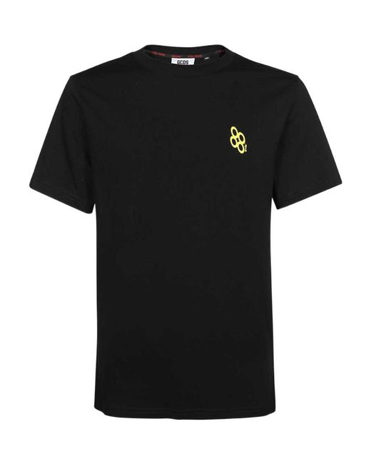 Gcds Black Graphic-Print Cotton T-Shirt for men