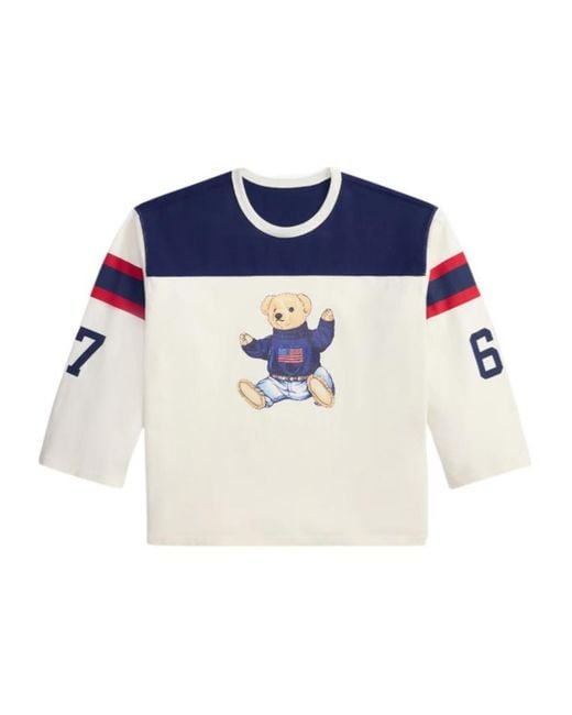 Polo Ralph Lauren Blue Polo Bear Long-Sleeved Crewneck T-Shirt