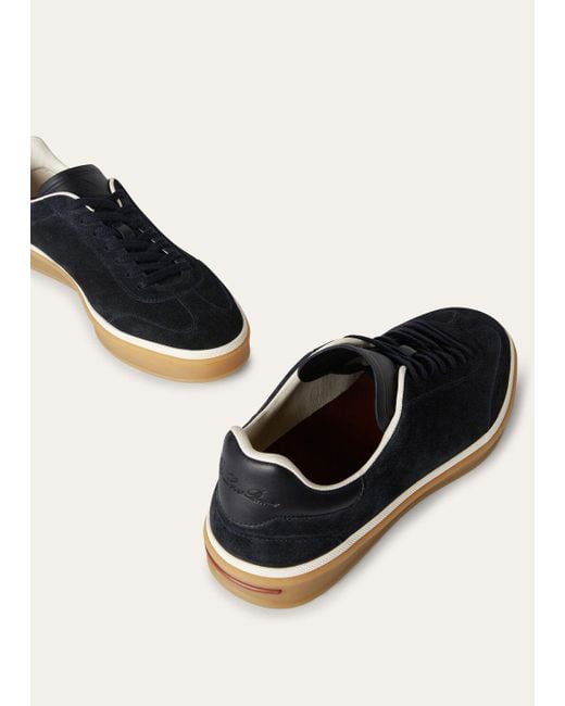 Loro Piana Blue Low-Top Lace-Up Sneakers