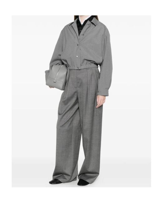 Jil Sander Gray Poplin Cropped Shirt