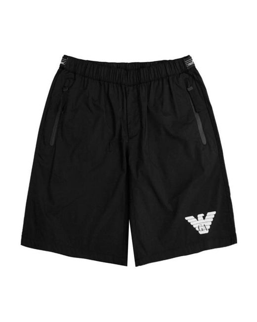 Emporio Armani Black Logo Logo Casual Shorts for men