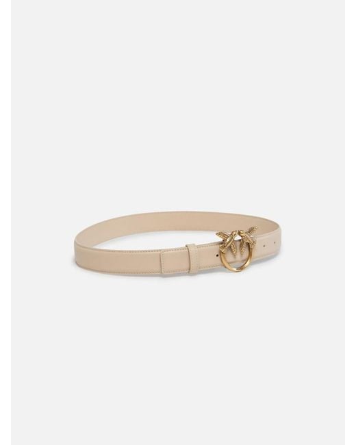 Pinko White Lovebird Metal Buckle Belt