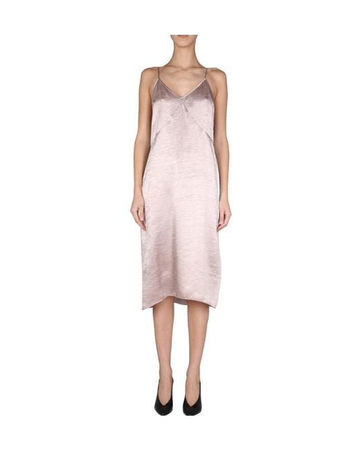 DSquared² Pink Undervest V-Neck Midi Dress