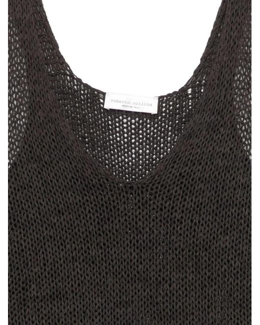 Roberto Collina Black Vneck Knit Tank Top
