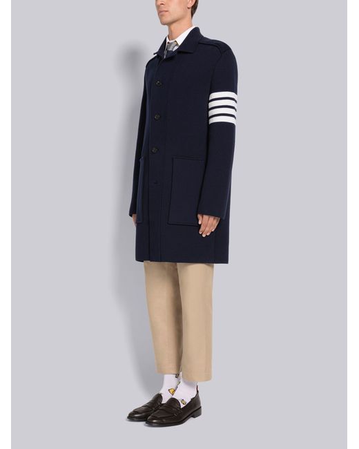 Thom Browne Blue 4-Bar Knitted Longline Cardigan for men