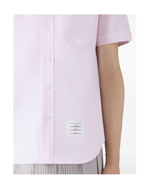 Thom Browne Purple Patch-Pocket Short-Sleeve Shirt for men