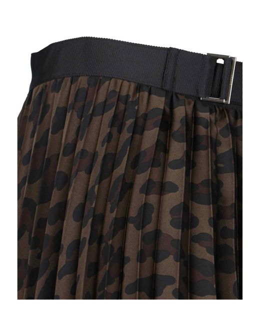 Sacai Black Leopard Print Skirt