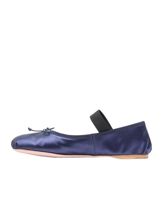 Miu Miu Blue Logo Ballet Flats