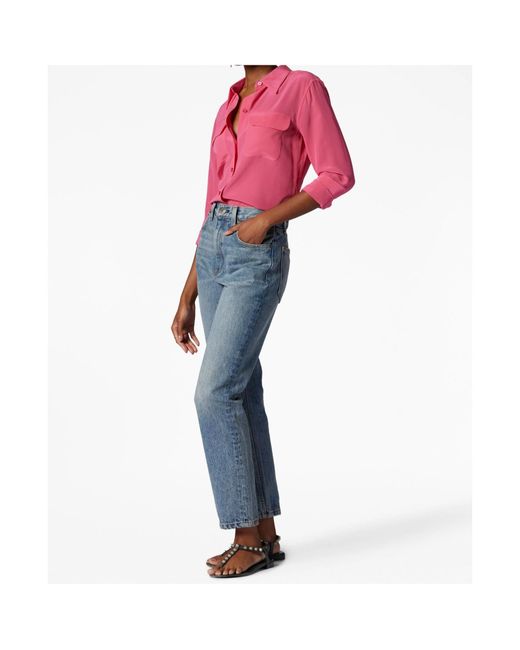 Equipment Pink Lapel Button Shirt