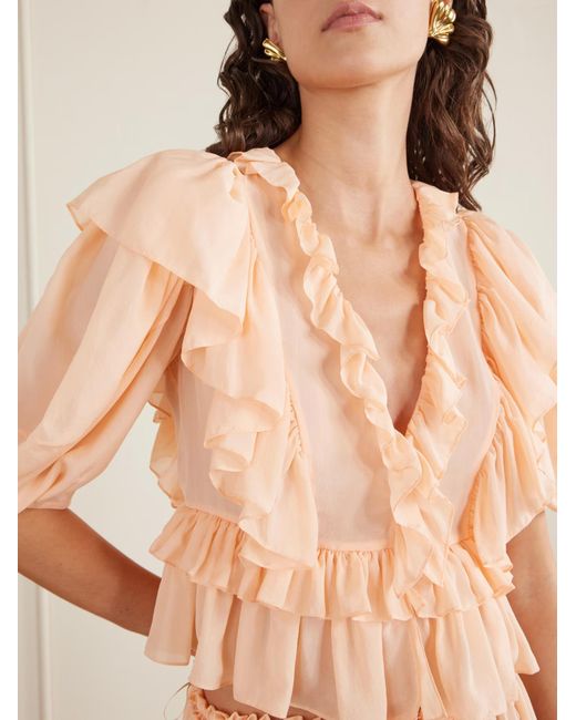Chloé Natural Ruffled Top