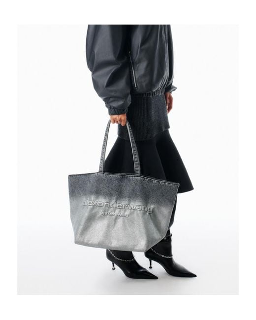 Alexander Wang Gray Punch Large Denim Tote Bag