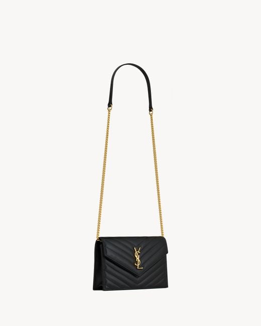 Saint Laurent White Cassandre Envelope Chain Wallet