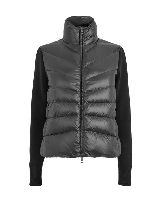 Moncler Black Padded Wool Cardigan