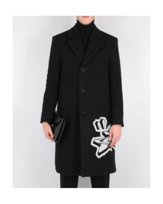 Off-White c/o Virgil Abloh Blue Graphic Printed Single-Breasted Coat for men