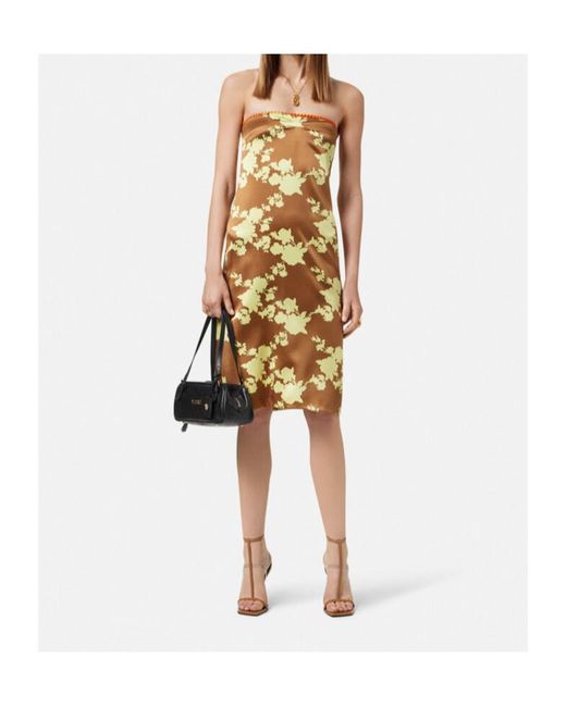 Versace Metallic Floral-Print Dress