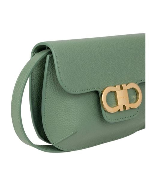Ferragamo Green Double Gancini Mini Bag