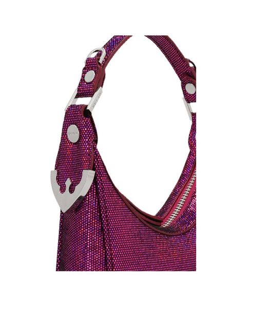 By Far Purple Cosmo Zipped Tote Bag