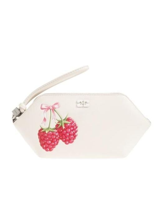 Ganni Pink Bou Printed Pouch Bag