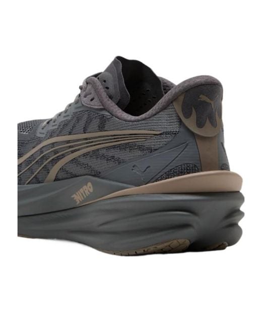 PUMA Gray Deviate Nitro 4 Road Running Shoes for men