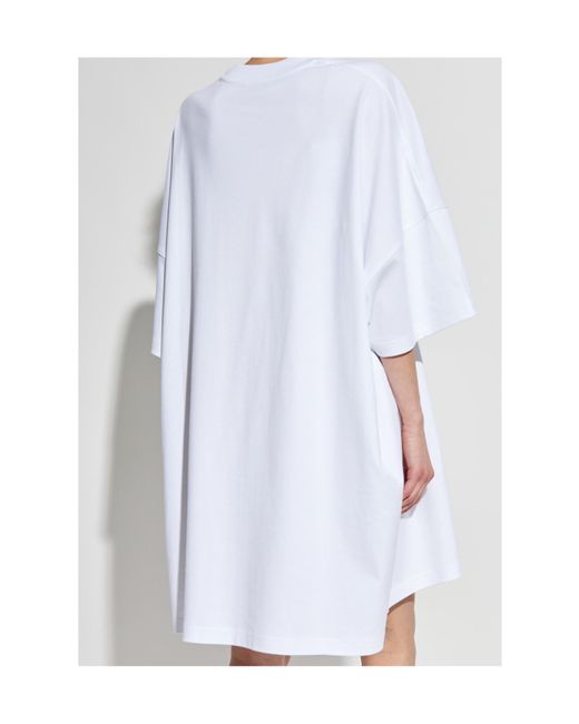 Moschino White Graphic Printed Crewneck T-Shirt Dress