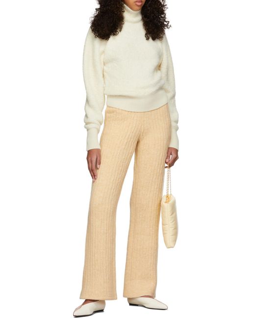 Nanushka Natural Ribbed-Knit Wool Trousers