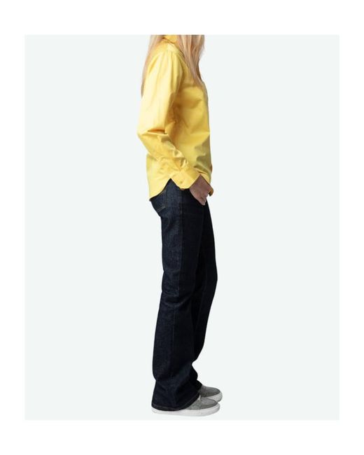 Zadig & Voltaire Yellow Taskiz Slogan-Embroidered Cotton Shirt