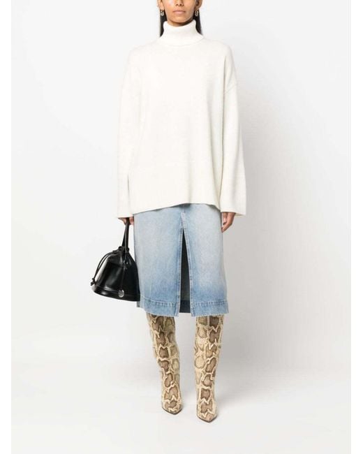 P.A.R.O.S.H. White Drop-Shoulder Crew-Neck Jumper