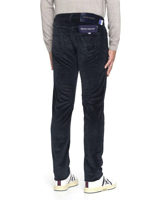 Jacob Cohen Blue Low-Rise Corduroy Trousers for men
