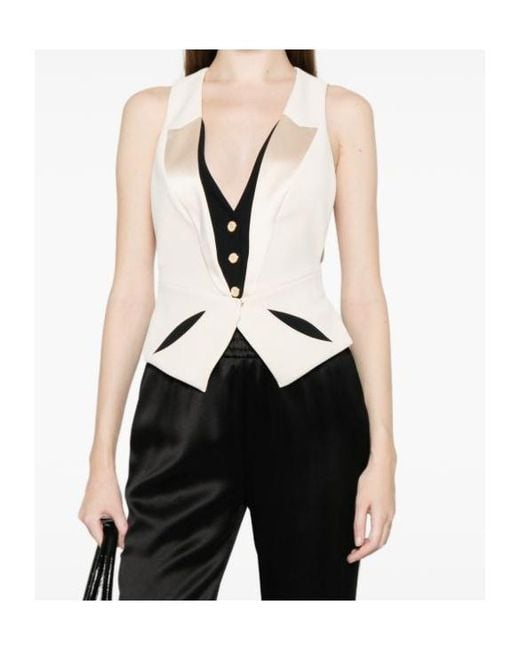 Elisabetta Franchi Natural Button Sleeveless Waistcoat