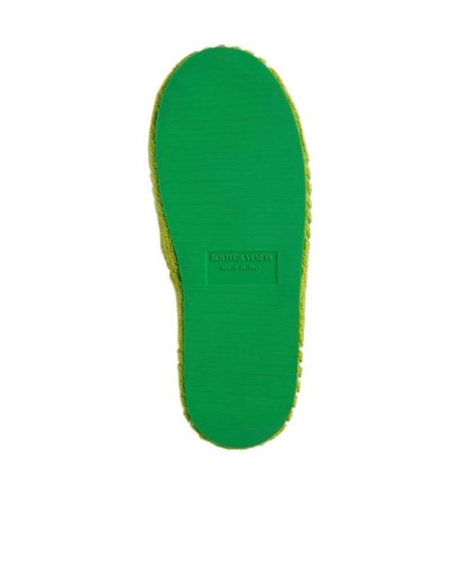 Bottega Veneta Green Intrecciato-Motif Cotton-Terry Slides