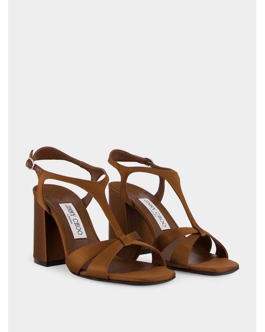Jimmy Choo Brown Square-Toe High-Heeled Sandals