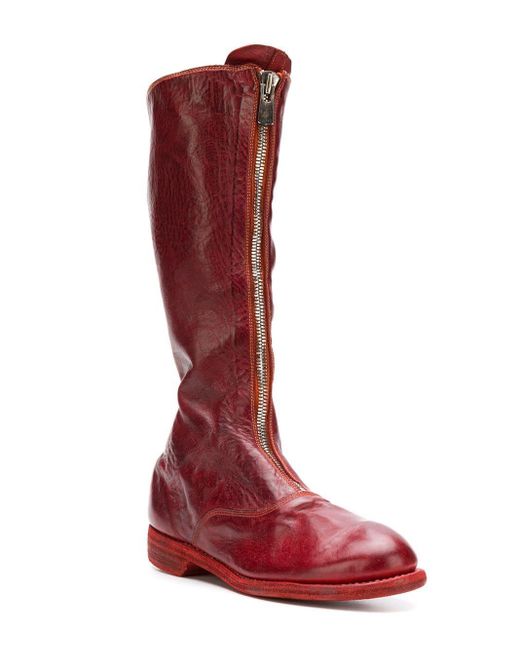 Guidi 410 Front Zipper High Boots in Red | Lyst