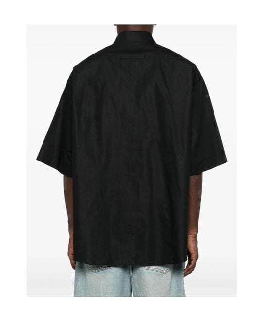 Balenciaga Black Bb Logo Embroidered Oversized Shirt for men