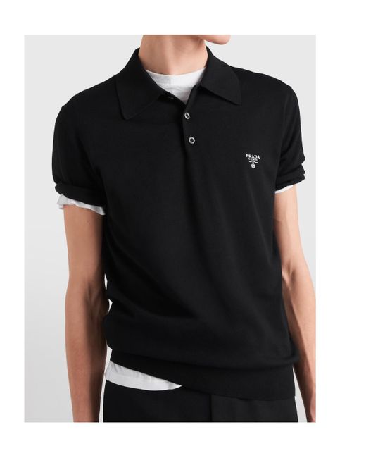 Prada Black Logo Detailed Short-Sleeved Polo Shirt for men