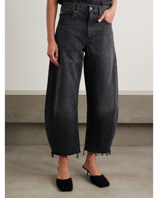 FRAME Blue Frayed High-Waist Jeans
