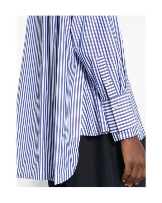 Joseph Blue Theia Vertical-Stripe Long-Sleeve Shirt