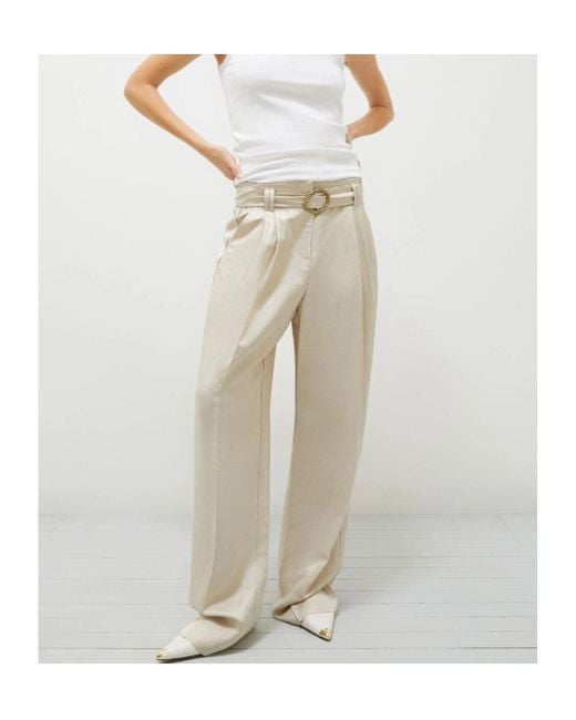 Marella White Pleated Casual Pants