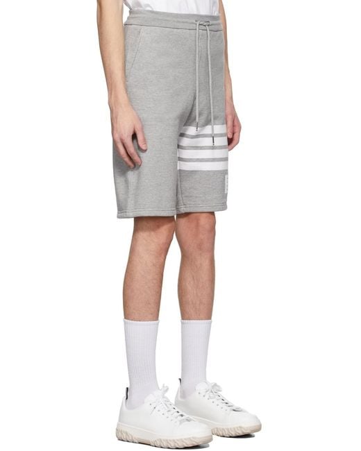 Thom Browne Gray Bar Bermuda Shorts for men
