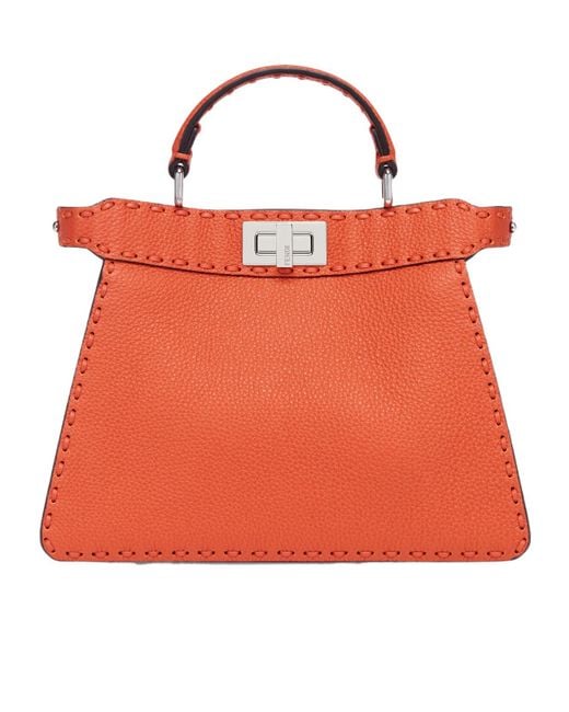 Fendi Orange Peekaboo Iseeu Small Tote Bag